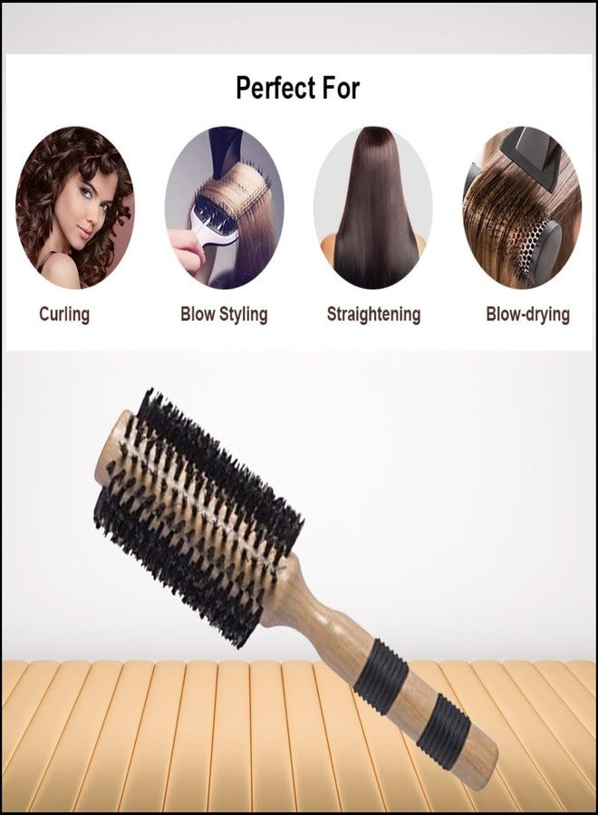 Scarlet Line Professional Maple Wood Anti Static Large Bor Bristles Round Curling Hair Brush Wooden Hot Curl Brush with Anti Slip Rubber Grip Handle - Image 4