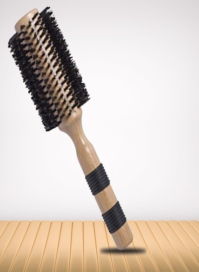 Scarlet Line Professional Maple Wood Anti Static Large Bor Bristles Round Curling Hair Brush Wooden Hot Curl Brush with Anti Slip Rubber Grip Handle - Image 1