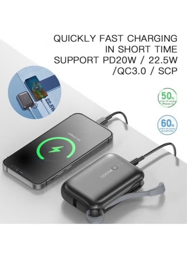 Yesido YP-18 Super Mini 10000mAh Power Bank, Portable Fast Charger with PD3.0, QC3.0, FCP & AFC Fast Charging Support, Compact Power Bank for Smartphones, Tablets & Other USB Devices - Image 5