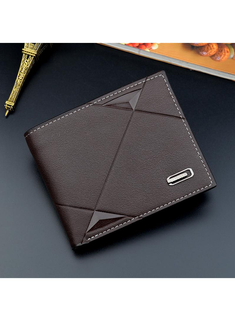 Dark Coffee Short Bifold Faux Leather Masculina Billetera Credit ID Card Holder Wallet Billfold Purse Clutch Solid Hombre Business Slim