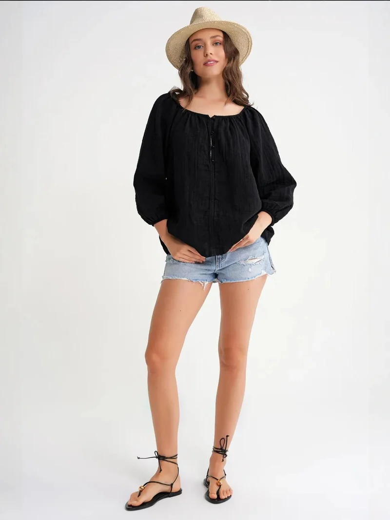 MixRay Mixray Buttoned Muslin Blouse