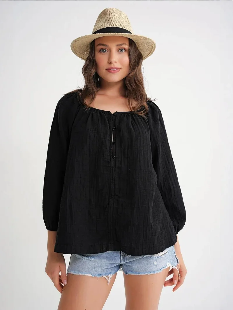 MixRay Mixray Buttoned Muslin Blouse