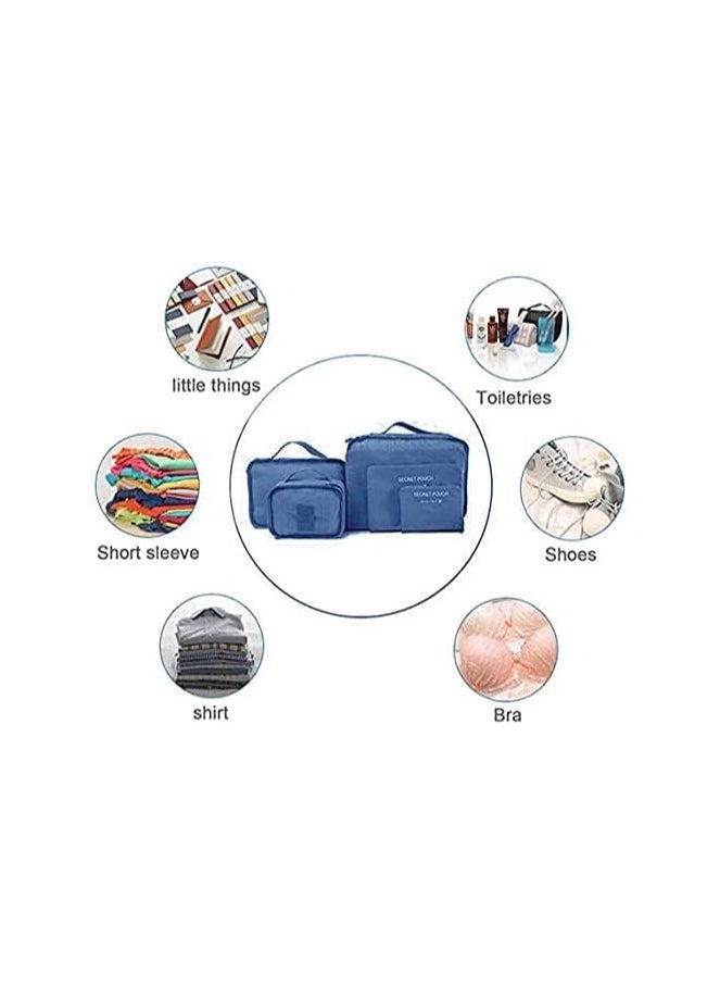 ORiTi - Travel Bag Organizer Set Luggage Bags Organizers Cute Packing Cubes Packing Cubes Set Of 6(BLUE) - Image 1