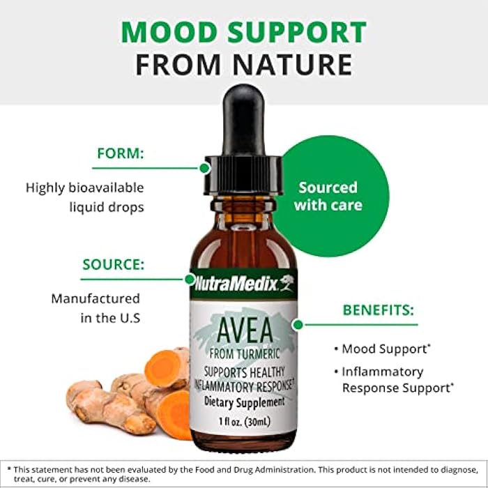 NutraMedix Avea Turmeric Extract - Liquid Turmeric Supplement for Stress, Mood Support & Promoting a Healthy Inflammatory Response - Daily Stress Relief Drops (1oz / 30ml) - Image 4