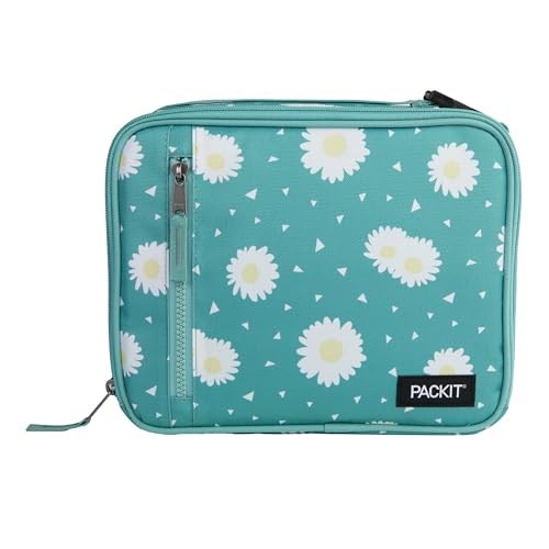 PackIt Freezable Classic Lunch Box, Daisy Sage, Built with ECOFREEZE Technology, Collapsible, Reusable, Zip Closure With Zip Front Pocket and Buckle Handle, Designed for Fresh Lunch On the Go - Image 1