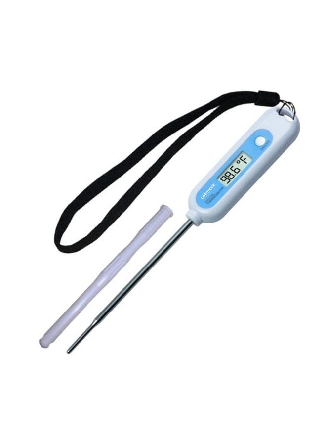 ميزان حرارة بيطري للخيول والكلاب. درجات حرارة سريعة ودقيقة في غضون 8 إلى 10 ثوانٍ. يصدر صوت تنبيه عند الاستعداد. شاشة LCD كبيرة. مسبار من الفولاذ المقاوم للصدأ مقاس 5 بوصات بطرف غير حاد. آمن لجميع الحيوانات.