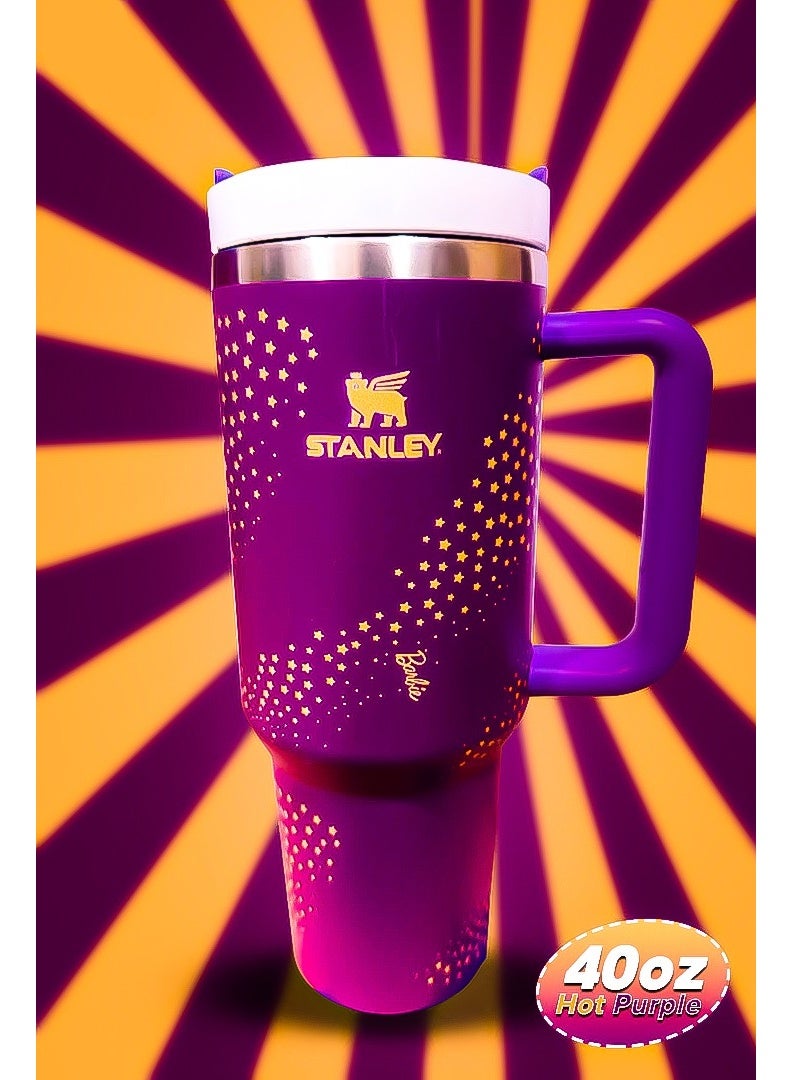 Stanley x Barbie 40oz Tumbler Limited Edition Stainless Steel Travel Mug with Reusable Straw BPA Free Eco Friendly and Dishwasher Safe Featuring Leakproof FlowState Lid and Double Wall Insulation Keeps Drinks Hot for 16 Hours and Cold for 24 Hours Slim Base Fits Most Car Cup Holders with Sturdy Ergonomic Handle for Use at Home Office Travel or On the Go - Image 1