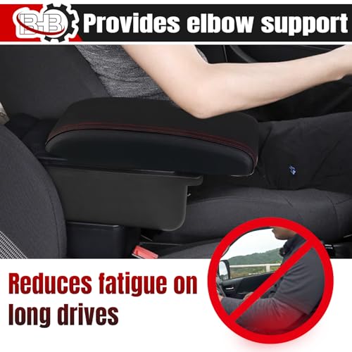 BHB Consoles Armrest Box Compatible with Nissan Almera Versa 2020-2024 Center Console Box Armrest Box USB Charge Black with Red Stitching - Image 5