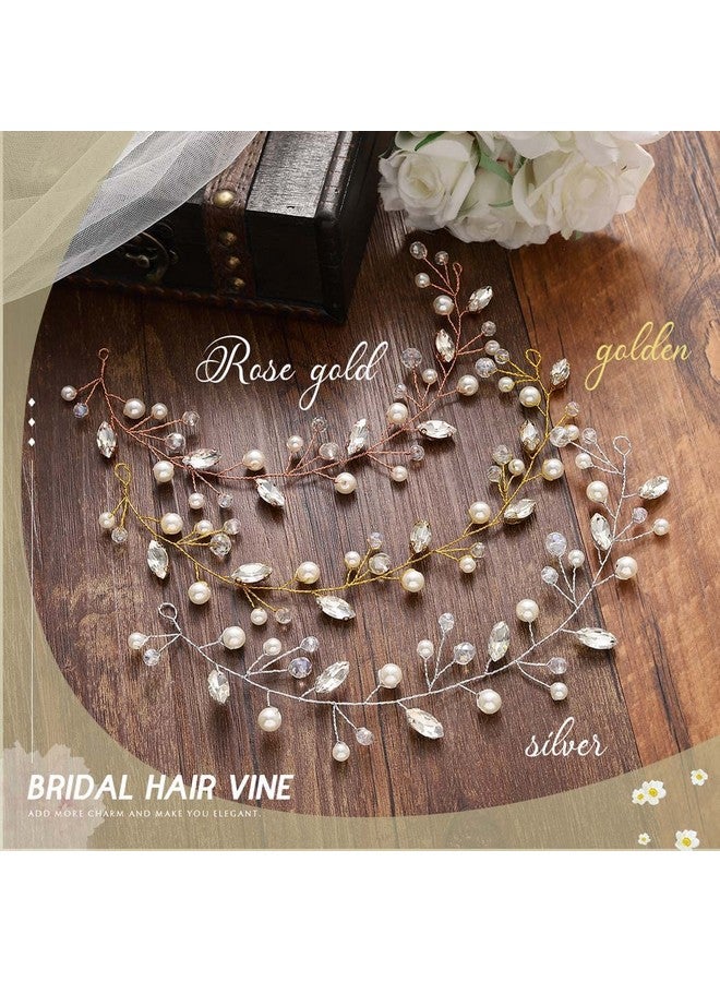 JAKAWIN Bride Pearl Wedding Hair Vine Rhinestone Hair Piece Crystal Bridal Hair Accessories For Women Hv192 (1 Silver)  - Image 2