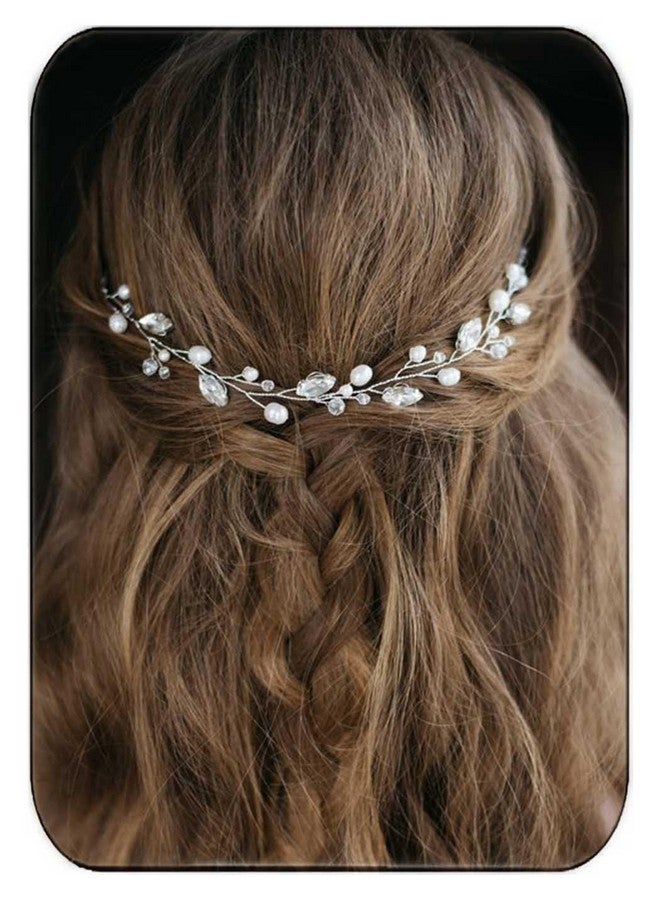 JAKAWIN Bride Pearl Wedding Hair Vine Rhinestone Hair Piece Crystal Bridal Hair Accessories For Women Hv192 (1 Silver)  - Image 1