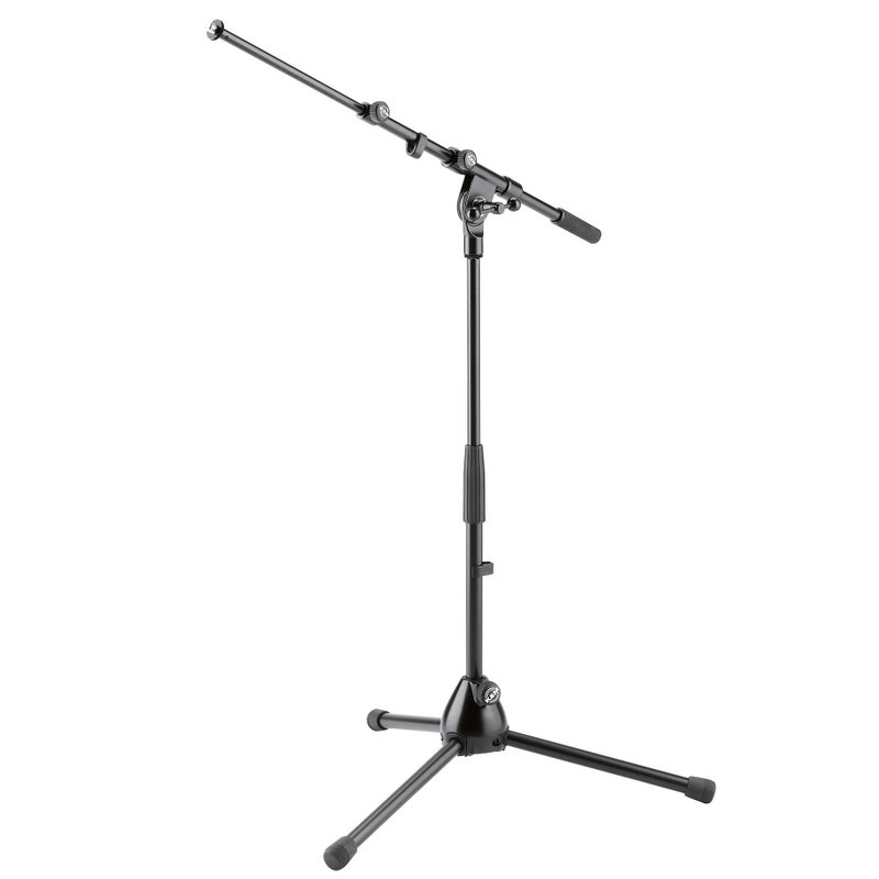 KM Konig Meyer 2590050055 Low Level MicrophoneTelescopic 2Piece Boom Arm Stand Zinc diecast base Professional Grade for all Musicians German Made Black
