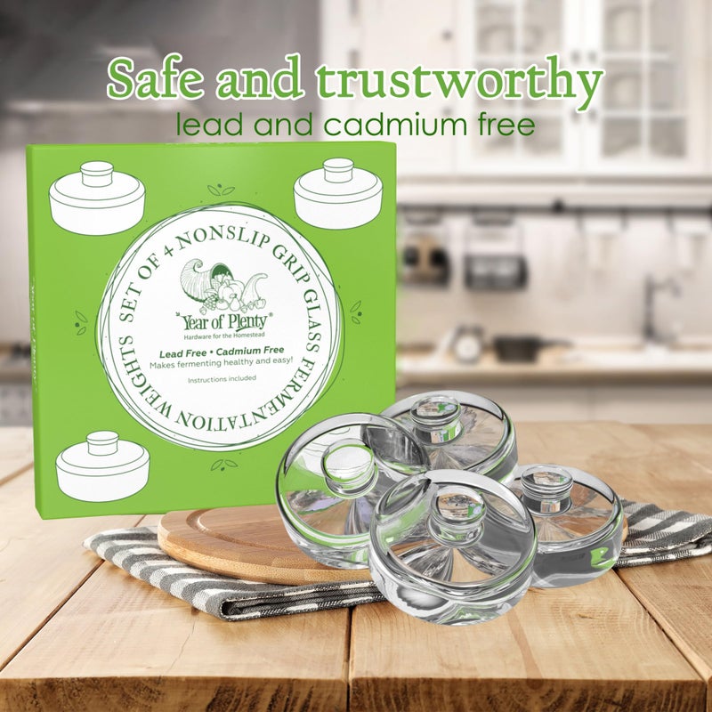 Year of Plenty Fermentation Weights - NonSlip Grip Handle - for Fermenting Sauerkraut, Pickles, Kimchi in Wide Mouth Mason Jars - Lead/Cadmium Free - (Set of 4) - Image 4