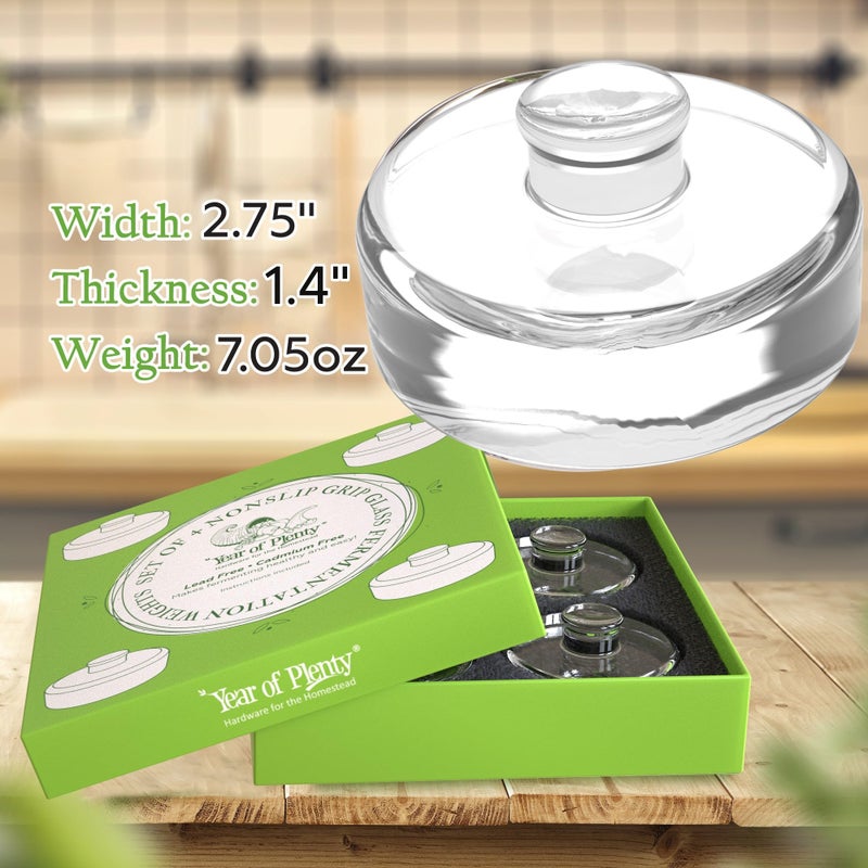Year of Plenty Fermentation Weights - NonSlip Grip Handle - for Fermenting Sauerkraut, Pickles, Kimchi in Wide Mouth Mason Jars - Lead/Cadmium Free - (Set of 4) - Image 3