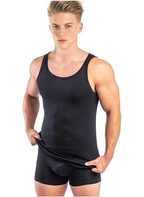 Anthony Jackson Box of 5 Premium Ribana Men's Undershirt Caesar Extra Long - Combed Fine Twill Cotton