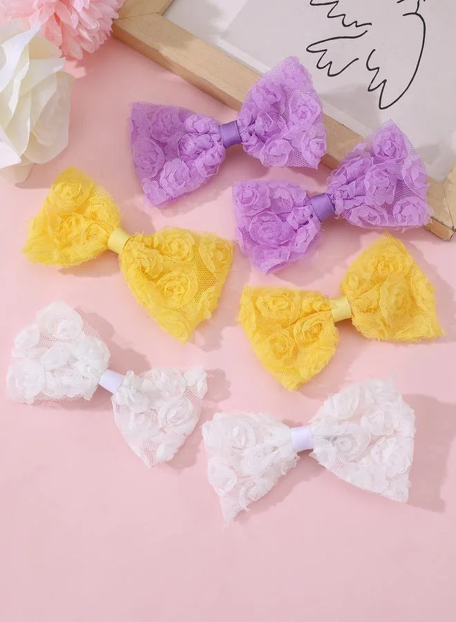 تايك تو Pack of 6 - Girls Floral Embellished Bow Hair Clips