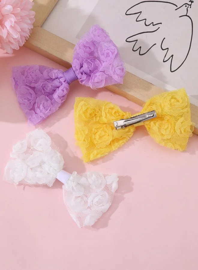 تايك تو Pack of 6 - Girls Floral Embellished Bow Hair Clips