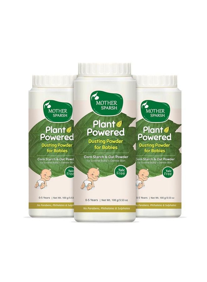 Mother Sparsh Plant Powered Talc Free Dusting Powder For Babies ; With Corn Starch & Oat Powder 100 G (Pack Of 3) - Image 2