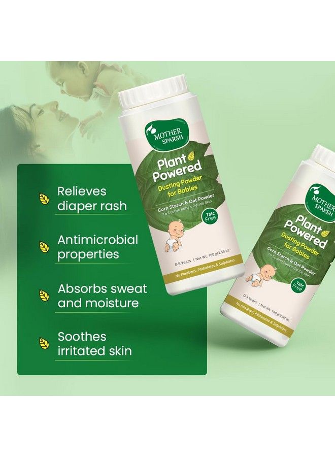 Mother Sparsh Plant Powered Talc Free Dusting Powder For Babies ; With Corn Starch & Oat Powder 100 G (Pack Of 3) - Image 4