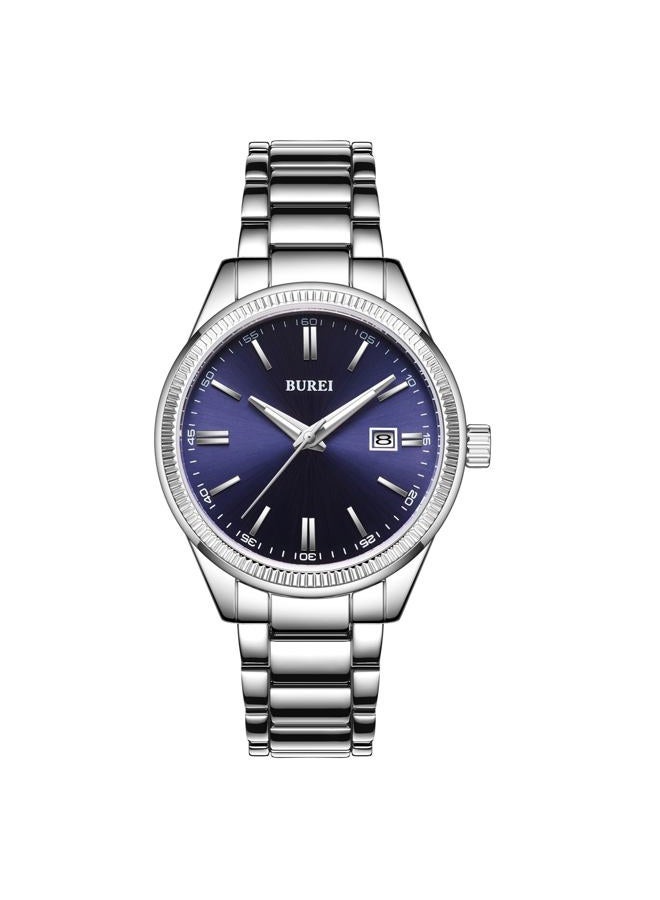 BUREI Mens Watches Fashion Stainless Steel Quartz Watches for Men,Waterproof Luxury Dress Design, Gifts for Men, deep blue silver, Fashionable, classic, multifunctional, easy to read, elegant - Image 1
