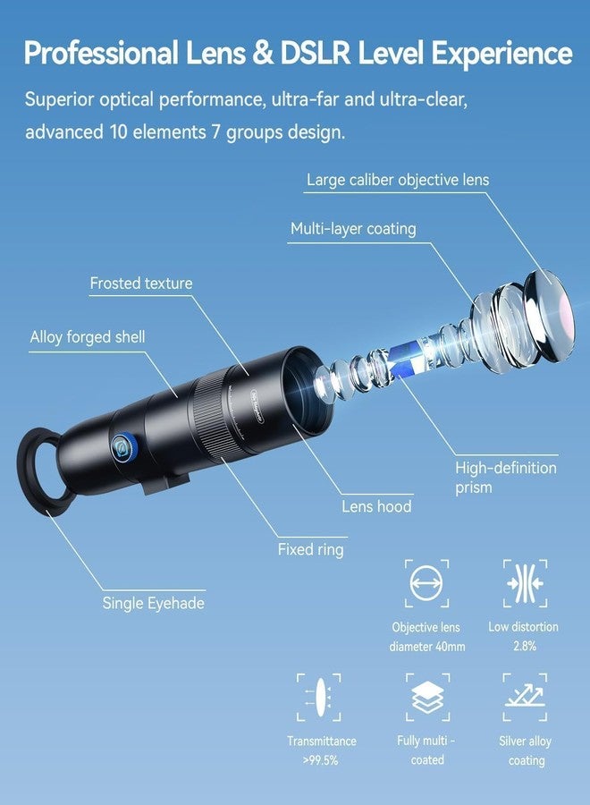 MIAO LAB 30X Telephoto Lens, High Power HD Telephoto Phone Lens with Adjustable Tripod and Universal Phone Clip, Phone Lens Attachment for iPhone & Android - Image 5