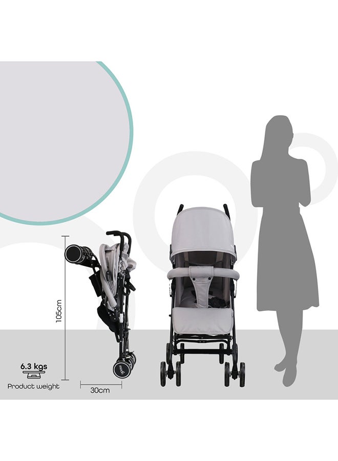 Moon Neo Plus Travel Stroller – Umbrella Fold, Reclining Seat, Storage Basket, Lightweight And Compact, Suitable 0-36M (Up to 15kg) – Light Grey - Image 5