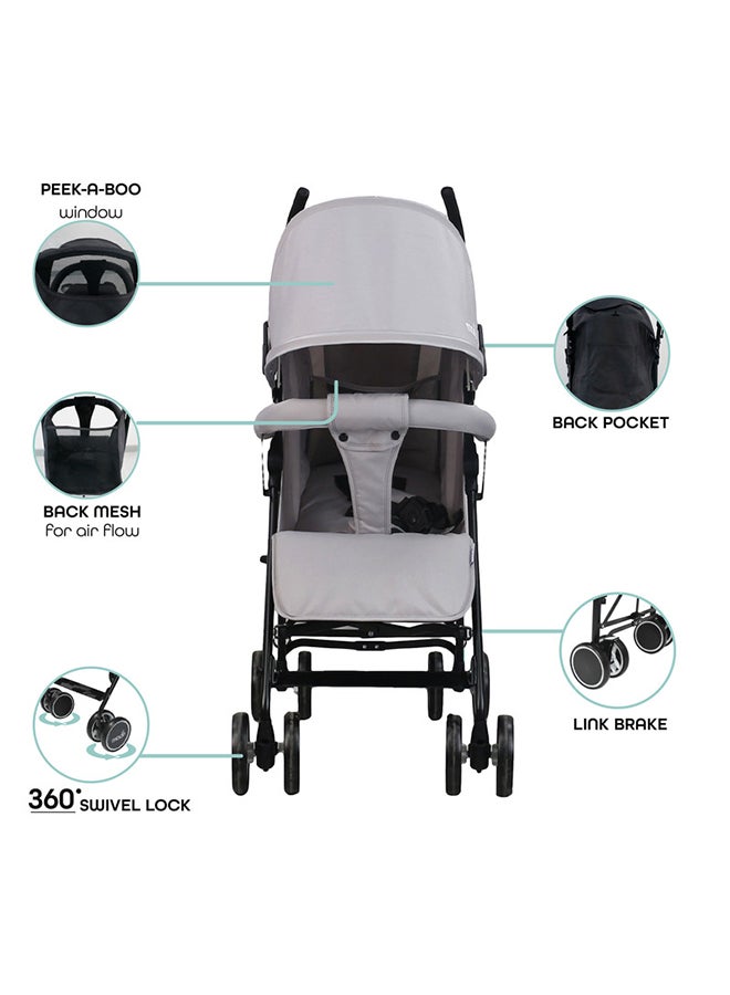 Moon Neo Plus Travel Stroller – Umbrella Fold, Reclining Seat, Storage Basket, Lightweight And Compact, Suitable 0-36M (Up to 15kg) – Light Grey - Image 2