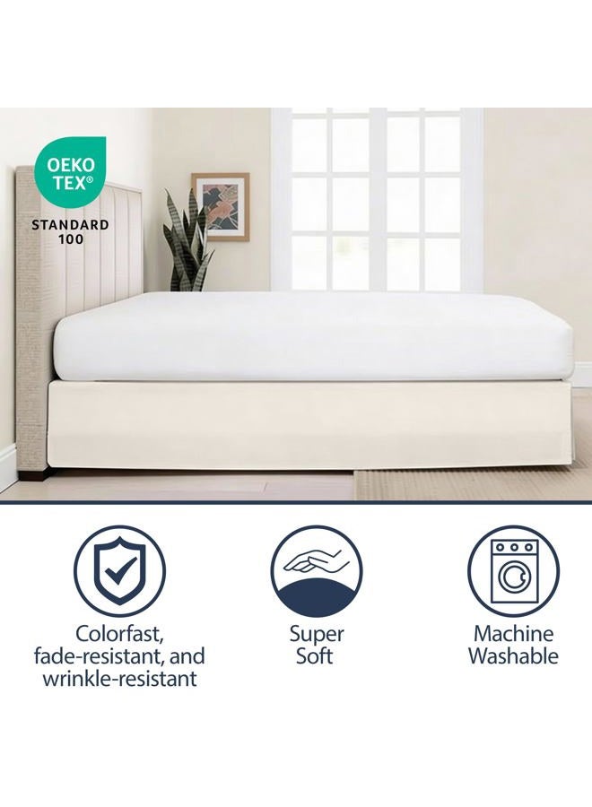Levinsohn Lux Hotel Microfiber Tailored Style Bed Skirt with Classic 14 Inch Drop Length, King, Ivory - Image 3