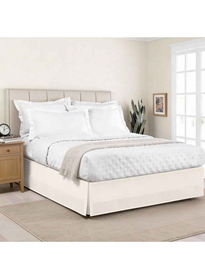 Levinsohn Lux Hotel Microfiber Tailored Style Bed Skirt with Classic 14 Inch Drop Length, King, Ivory - Image 1