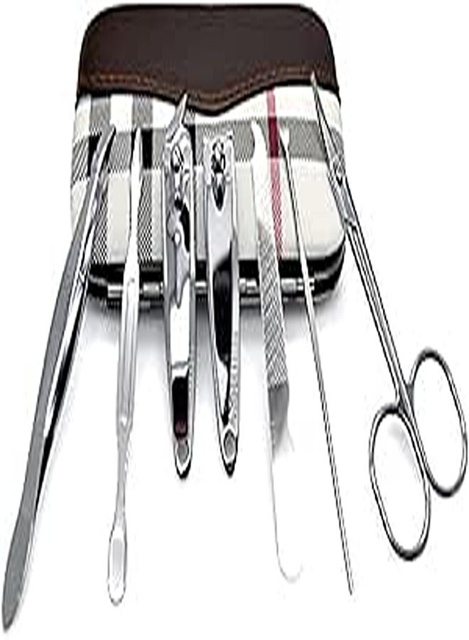 Nail Clippers Set of 7 Stainless Steel Manicure Tools Kit with Travel Case
