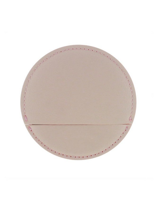 وي3 مرآة جيب صغيرة الحجم غير قابلة للكسر من الفولاذ المقاوم للصدأ، مرآة دائرية صغيرة محمولة مع غطاء حافظة من جلد البولي يوريثان للنساء والرجال (وردي) - Image 1