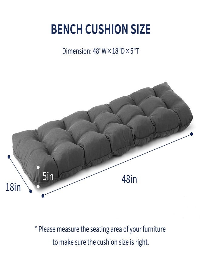 IPYNBAP Outdoor Bench Cushion, Waterproof Patio Furniture Cushion, Tufted Couch Cushions, Fade-Resistant Stitched Window Seat Pad for Outdoor/Indoor Sofa Swings, 48 x 18 x 5, Dark Grey - Image 2