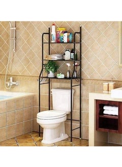Metal Holder and 6 Sides with 3 Shelves, Over the Toilet and Corner Bathroom Storage Rack, Space Saving, Multipurpose, Durable, Perfect for Towels, Shampoo Bottles, Soap, Brushes (White)