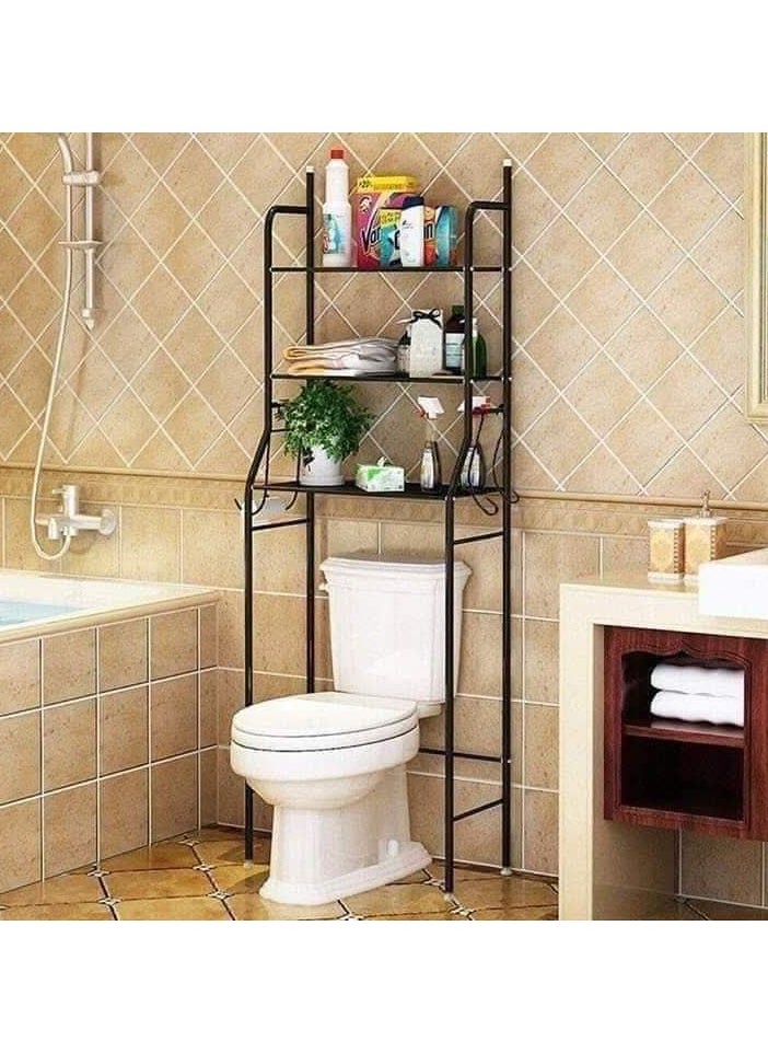 Generic - Metal Holder and 6 Sides with 3 Shelves, Over the Toilet and Corner Bathroom Storage Rack, Space Saving, Multipurpose, Durable, Perfect for Towels, Shampoo Bottles, Soap, Brushes (White) - Image 1