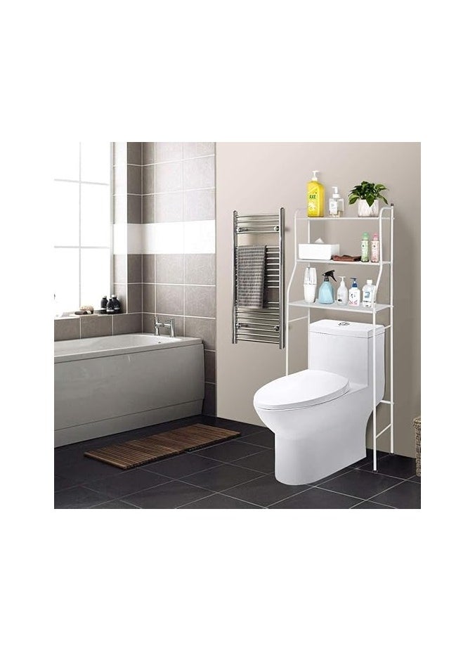 Generic - Metal Holder and 6 Sides with 3 Shelves, Over the Toilet and Corner Bathroom Storage Rack, Space Saving, Multipurpose, Durable, Perfect for Towels, Shampoo Bottles, Soap, Brushes (White) - Image 1