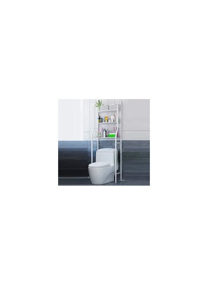 Generic - Metal Holder and 6 Sides with 3 Shelves, Over the Toilet and Corner Bathroom Storage Rack, Space Saving, Multipurpose, Durable, Perfect for Towels, Shampoo Bottles, Soap, Brushes (White) - Image 1