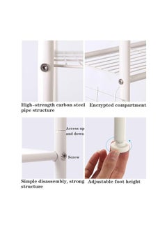 Generic Metal Holder and 6 Sides with 3 Shelves, Over the Toilet and Corner Bathroom Storage Rack, Space Saving, Multipurpose, Durable, Perfect for Towels, Shampoo Bottles, Soap, Brushes (White)  - Image 4