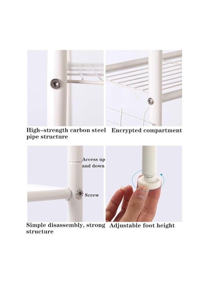 Generic - Metal Holder and 6 Sides with 3 Shelves, Over the Toilet and Corner Bathroom Storage Rack, Space Saving, Multipurpose, Durable, Perfect for Towels, Shampoo Bottles, Soap, Brushes (White) - Image 1