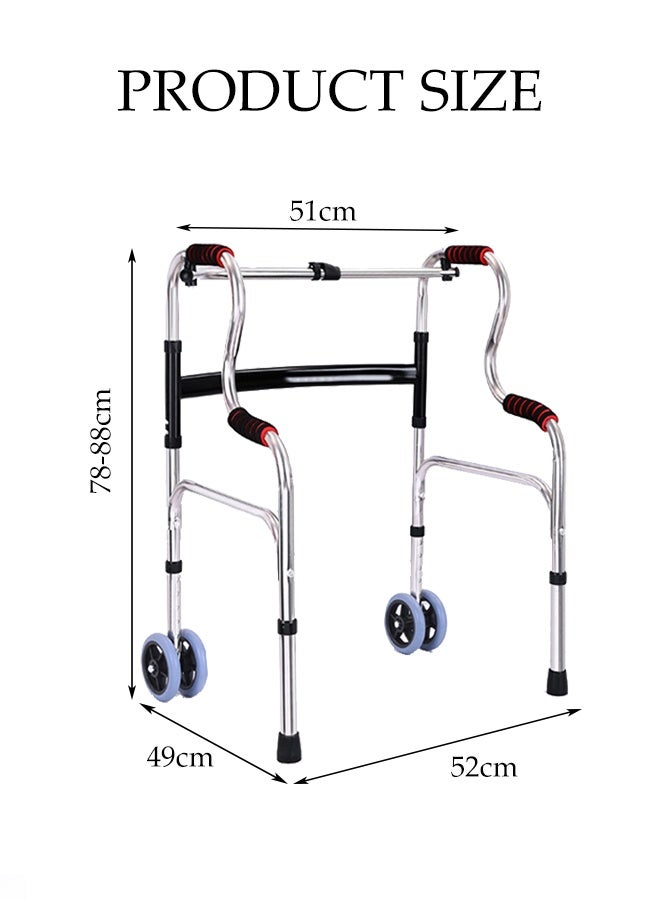 DUNISO Upright Posture Rolling Walker,Stainless Steel Foldable Walker,6 Adjustable Heights,Anti Slip and Durable, Strong Load-Bearing Capacity,for Seniors,Disabled and Postoperative Rehabilitation - Image 2