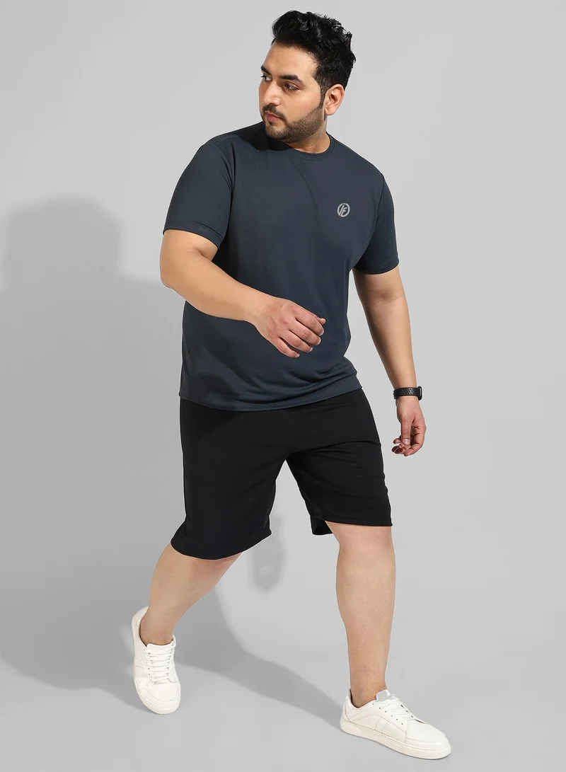 Instafab Plus Men's Solid Charcoal Grey Regular Fit Activewear T-Shirt