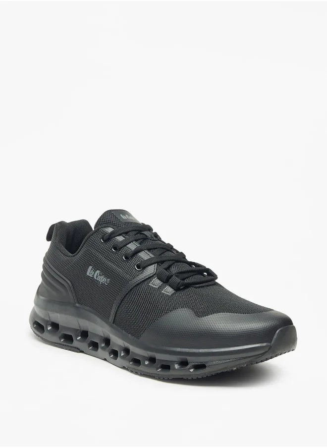 لي كوبر Men's Monotone Low Ankle Sneakers with Lace-Up Closure