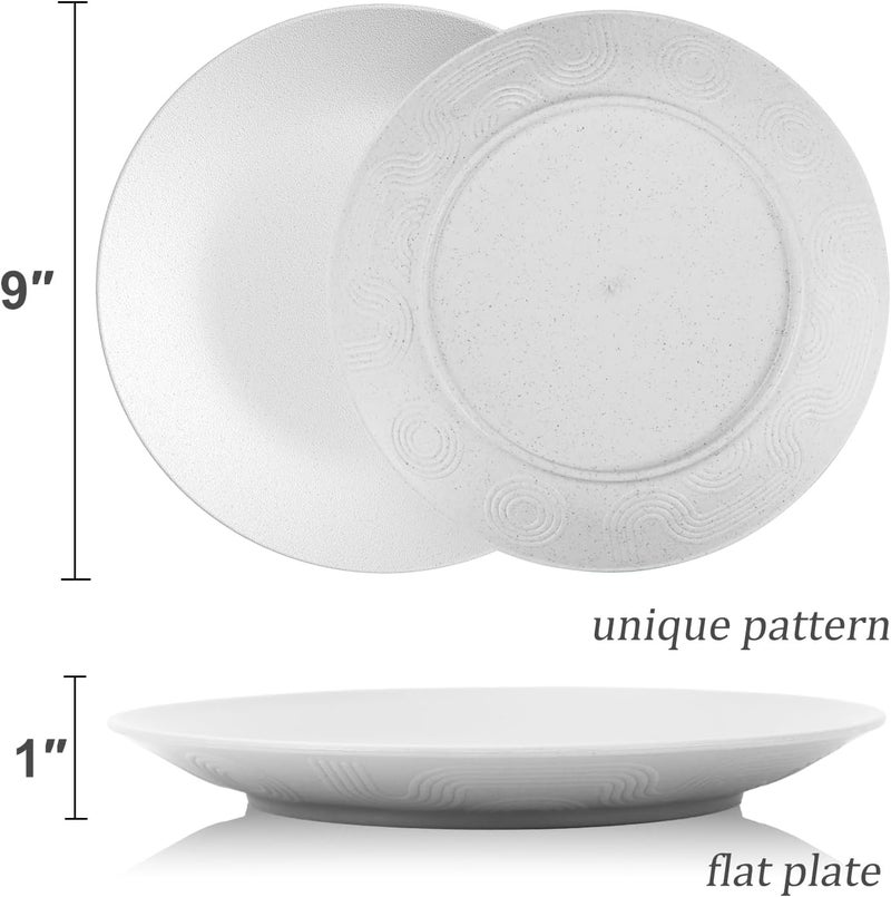 Wrova Wheat Straw Dinner Plates 9 Inch Unbreakable Set of 8  Dishwasher  Microwave Safe Plastic Plates Reusable  Lightweight Plates for kitchencampingsaladappetizer  White - Image 3