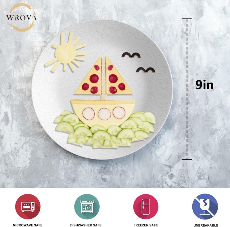 Wrova Wheat Straw Dinner Plates 9 Inch Unbreakable Set of 8  Dishwasher  Microwave Safe Plastic Plates Reusable  Lightweight Plates for kitchencampingsaladappetizer  White - Image 2