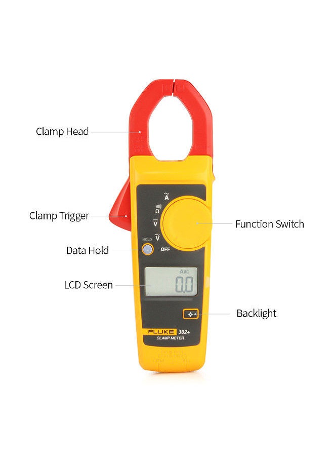 FLUKE F302+ Handheld Clamp Meter LCD Display Digital Clamp Multimeter Clamp Type Universal Meter Ammeter AC/DC Voltage Meters 400A AC Current 600V DC/AC Voltage Clamp Meter