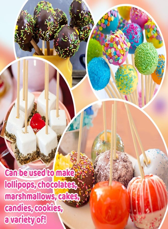 ZHBDMGK Bamboo Candy Apple Sticks, 200Pcs Semi Pointed Candy Caramel Lollipop Sticks, Natural Wooden Cotton Sticks for Candies, Chocolates Cookies Party Favor - Image 4