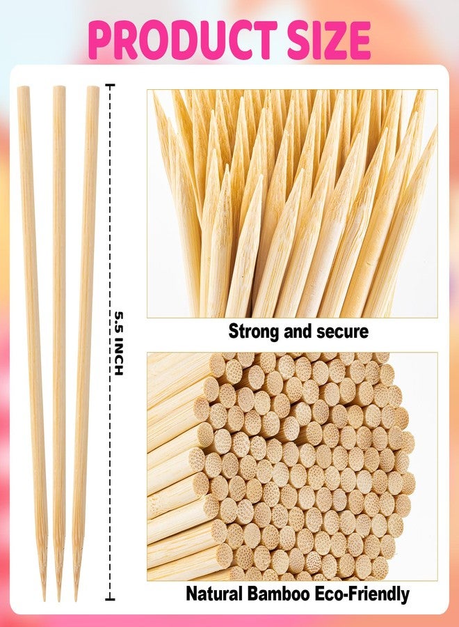 ZHBDMGK Bamboo Candy Apple Sticks, 200Pcs Semi Pointed Candy Caramel Lollipop Sticks, Natural Wooden Cotton Sticks for Candies, Chocolates Cookies Party Favor - Image 2