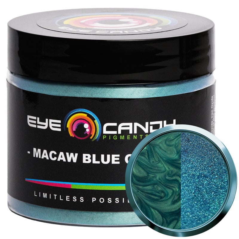 Eye Candy Pigments Premium Mica Powder - Macaw Blue Green (50gr) - for Epoxy, Resin, Soap, Paint, Woodworking, Acrylic Pouring, Bath Bombs, Fishing Lures - DIY Arts and Crafts Additive - Image 1