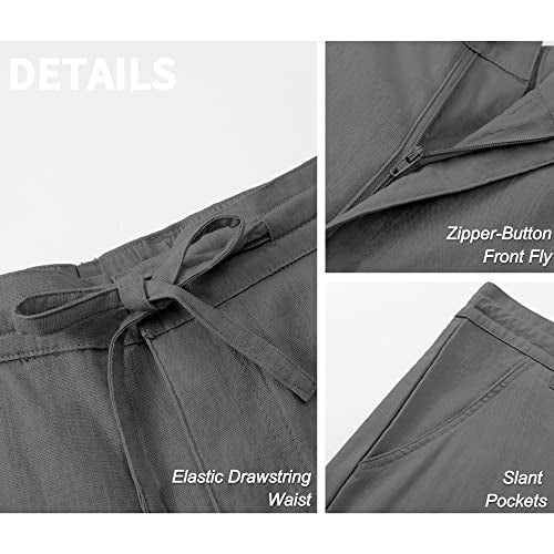 Janmid Mens Cotton Linen Drawstring Pants Elastic Waist Casual Jogger Yoga Pants Smoky Gray S - Image 4