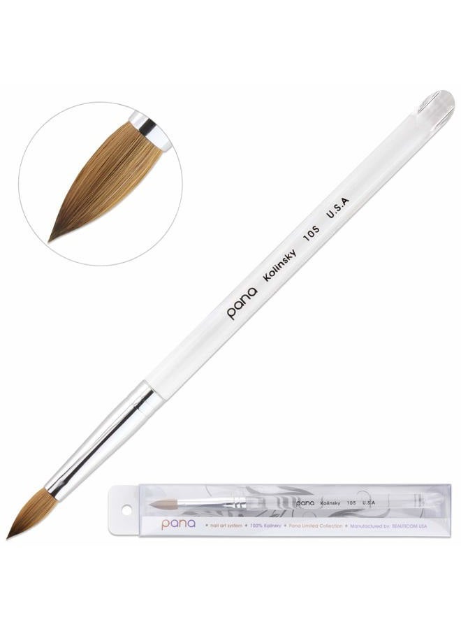 Pana Pure Kolinsky Hair Acrylic Nail Brush - Oval Crimped Clear Acrylic Handle (Size 10) - Image 5