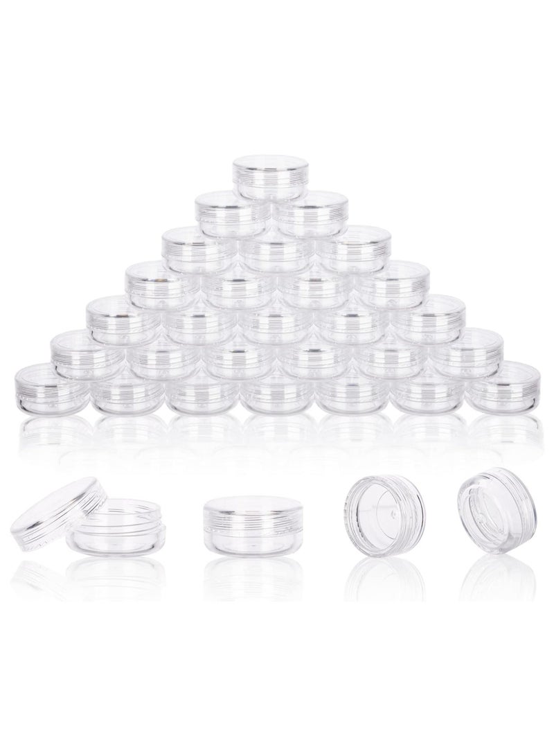 HOME ZONE 25 New Empty Acrylic Clear Round Jars - BPA Free Containers for Cosmetic Lotion Cream Makeup Bead Eye shadow Rhinestone Samples Pot 5g/5ml Clear Lid - Image 1
