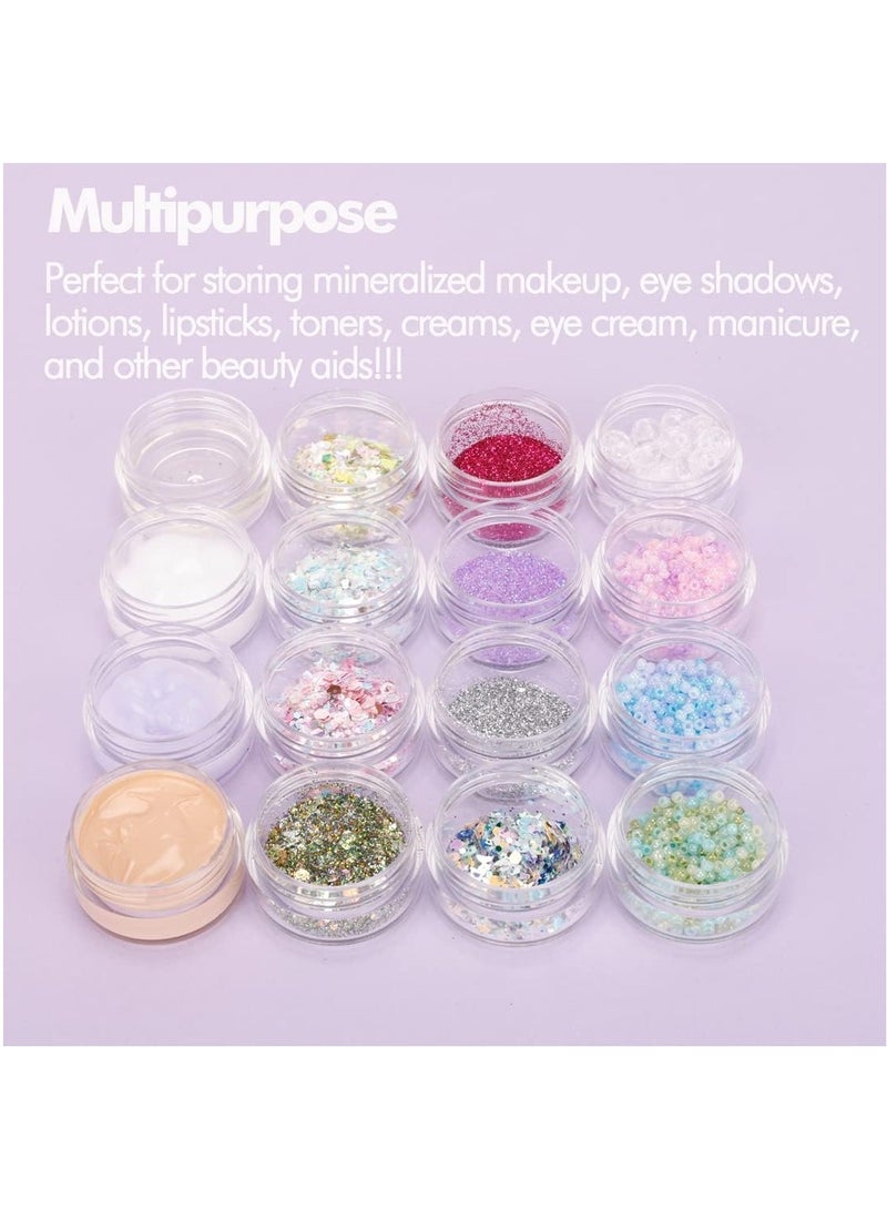 HOME ZONE 25 New Empty Acrylic Clear Round Jars - BPA Free Containers for Cosmetic Lotion Cream Makeup Bead Eye shadow Rhinestone Samples Pot 5g/5ml Clear Lid - Image 5